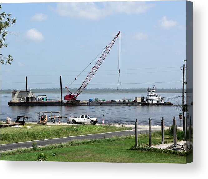 Bp Barges Two Acrylic Print featuring the photograph B P Barges Two by Kathy K McClellan