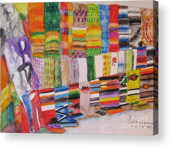 Bright Colors Acrylic Print featuring the painting Bazaar Sabado - GIFTED by Judith Espinoza