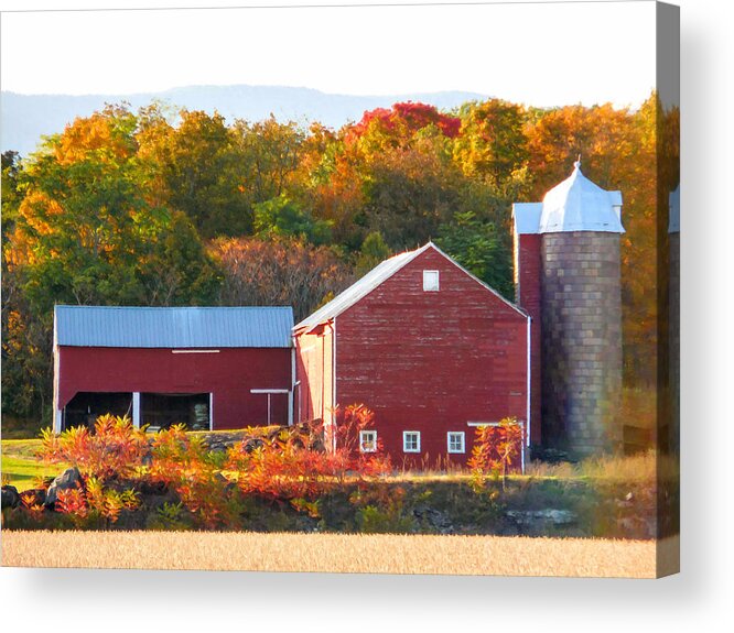 Beautiful Red Barn Acrylic Print featuring the painting Beautiful red barn 2 by Jeelan Clark