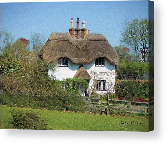 Thatched Cottage Acrylic Print featuring the digital art Beehive Cottage by Jayne Wilson