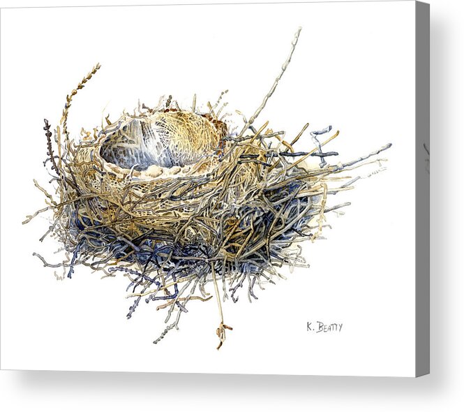 Watercolor Acrylic Print featuring the painting Bird's Nest Watercolor Painting by Karla Beatty