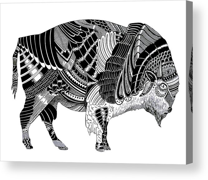  Acrylic Print featuring the drawing Bison by JF Mondello