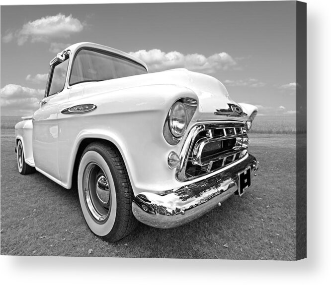 Chevrolet Truck Acrylic Print featuring the photograph Black and White Chevy by Gill Billington
