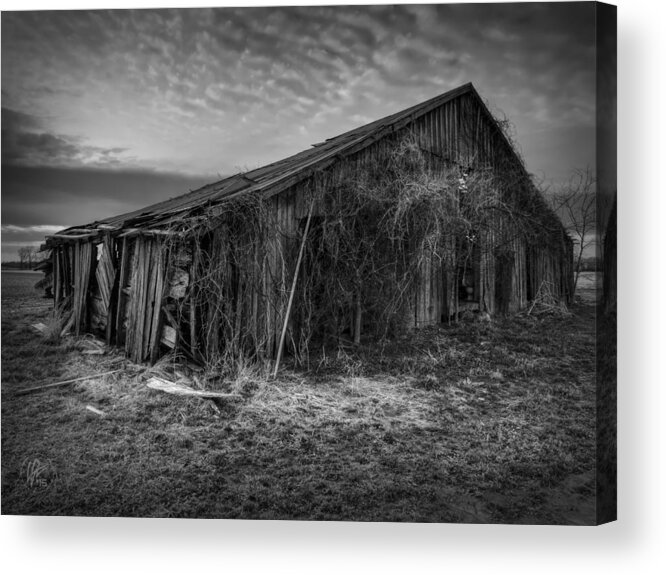 Barn Acrylic Print featuring the photograph Blighted Barn 002 BW by Lance Vaughn