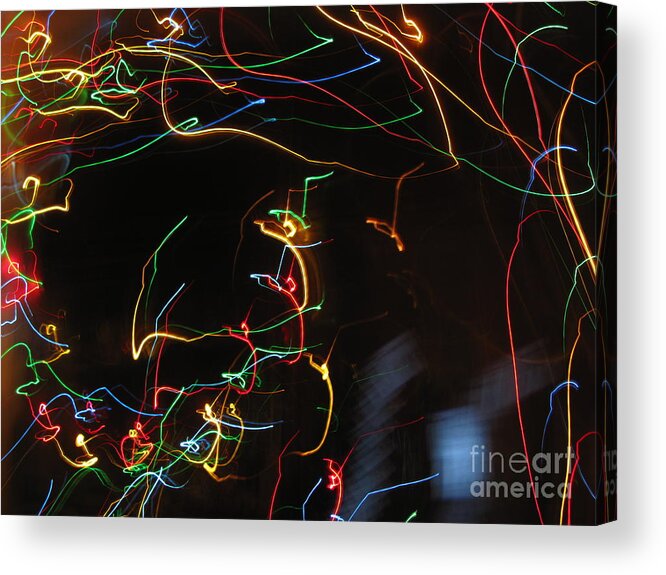 Dancing Lights Acrylic Print featuring the photograph Blizzard of Colorful Lights. Dancing Lights series by Ausra Huntington nee Paulauskaite