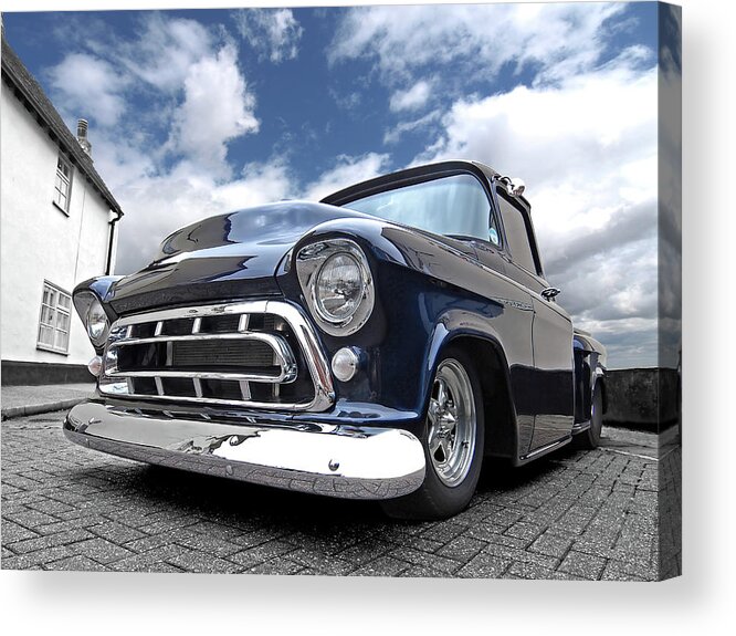 Chevrolet Truck Acrylic Print featuring the photograph Blue 57 Stepside Chevy by Gill Billington