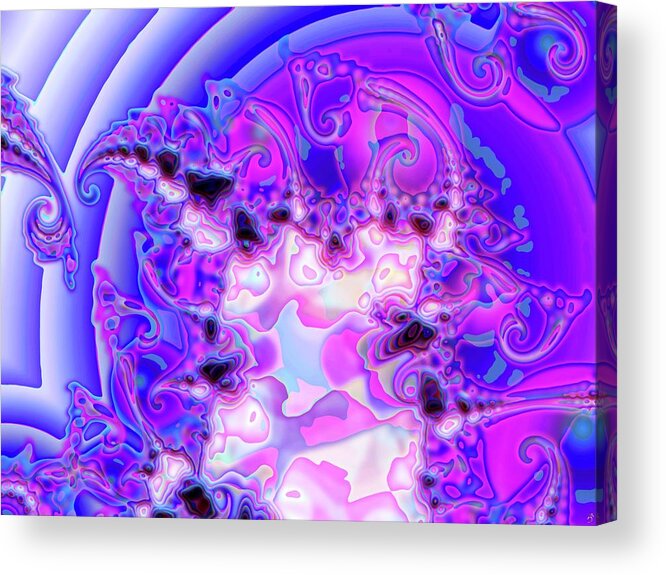 Abstract Acrylic Print featuring the digital art Blue Rings by Ronald Bissett