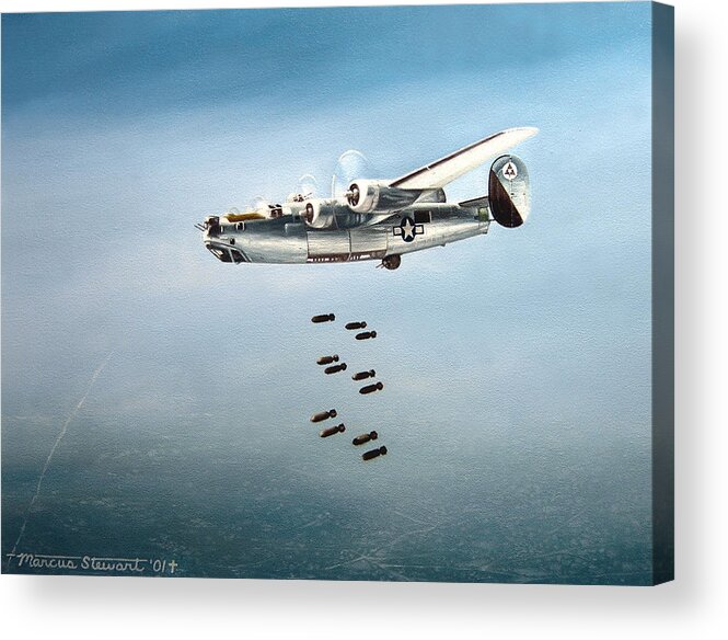Aviation Acrylic Print featuring the painting Bombs Away by Marc Stewart