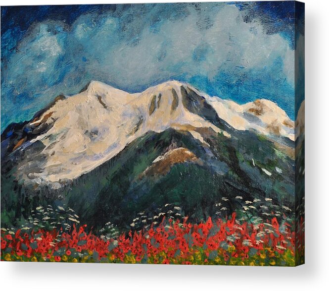  Acrylic Print featuring the painting border Peaks by K C Lynch