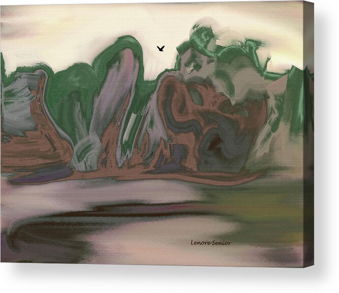 Abstract Acrylic Print featuring the painting Boulders and Bushes by Lenore Senior