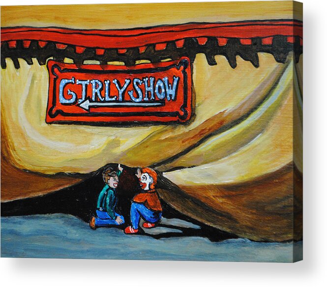 Circus Acrylic Print featuring the painting Boy Peepers by Patricia Arroyo