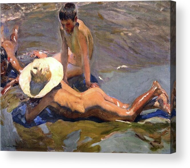 Sorolla Acrylic Print featuring the painting Boys on the Beach of 1908 by Juaquin Sorolla