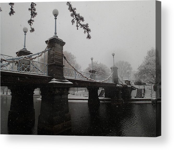 Boston Acrylic Print featuring the photograph Bridge in Suspension 1867 by Robert Nickologianis