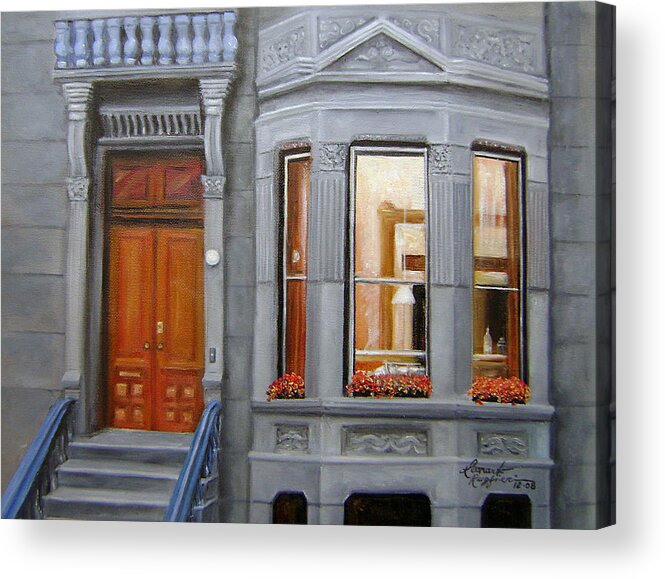 Ny City Acrylic Print featuring the painting Brooklyn Brownstone Window by Leonardo Ruggieri