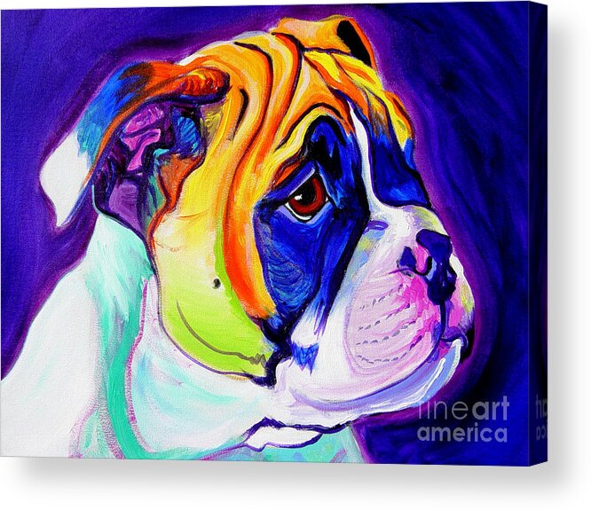 English Acrylic Print featuring the painting Bulldog - Pup by Dawg Painter