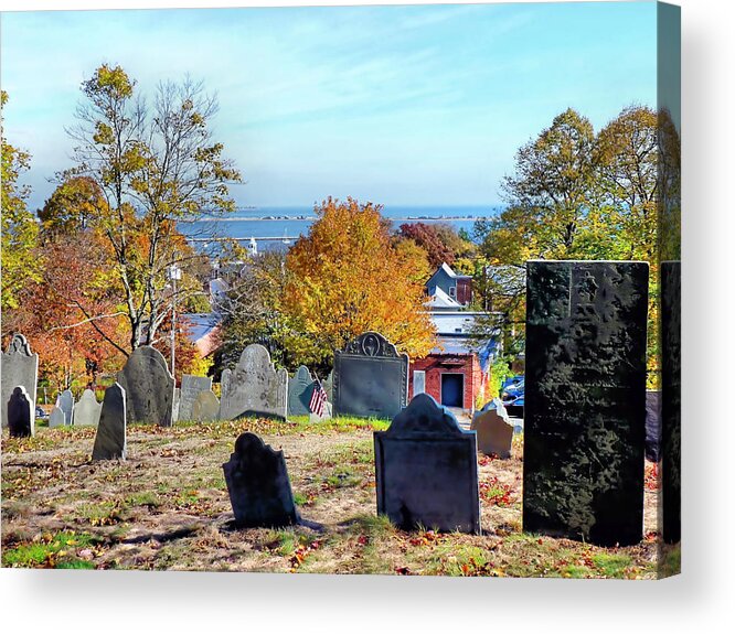 Old Cemetery Acrylic Print featuring the photograph Burial Hill during Autumn by Janice Drew