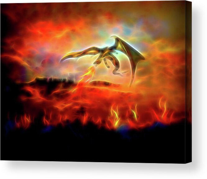Game Of Thrones Dragons Acrylic Print featuring the digital art Burn them all by Lilia D
