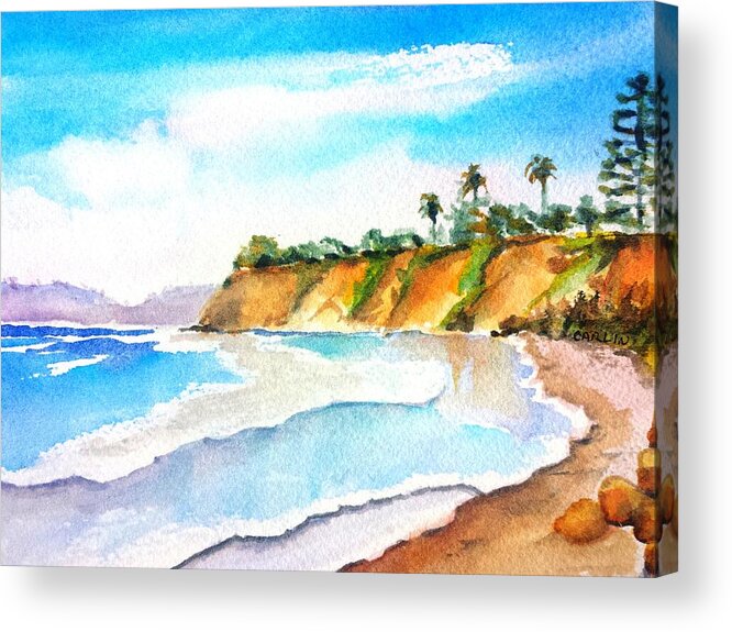 Ocean Acrylic Print featuring the painting Butterfly Beach Santa Barbara by Carlin Blahnik CarlinArtWatercolor