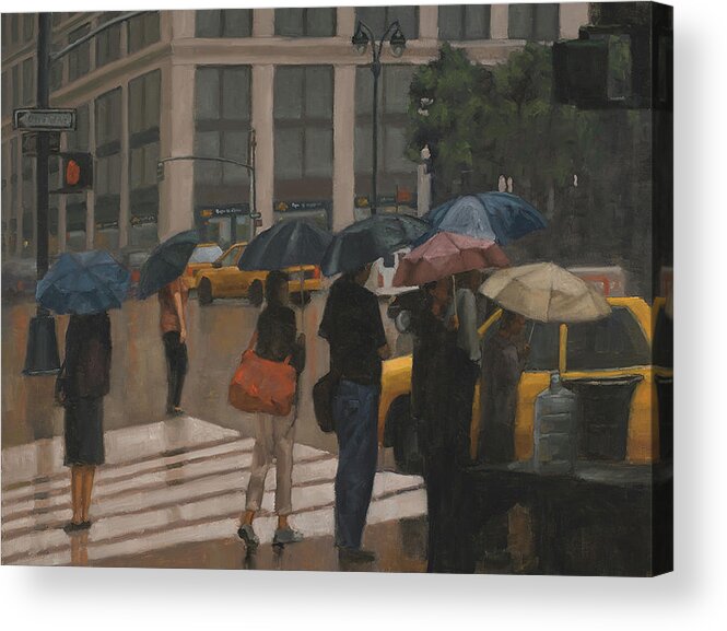 Cabs Acrylic Print featuring the painting Cab Line by Tate Hamilton