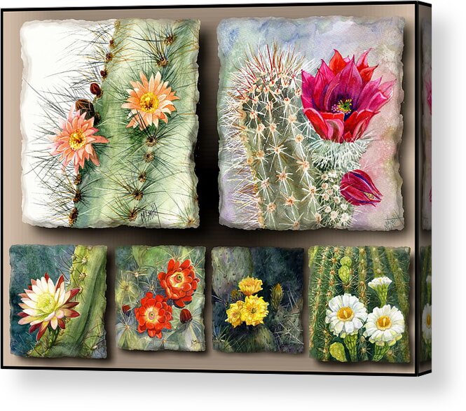 Cactus Acrylic Print featuring the painting Cactus Collage 10 by Marilyn Smith