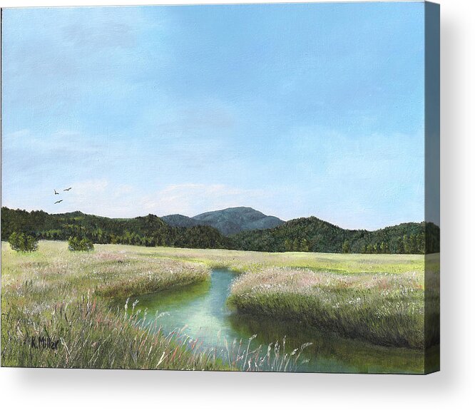 Original Landscape Oil Painting Acrylic Print featuring the painting California Wetlands by Kathie Miller
