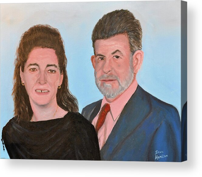 Portrait Acrylic Print featuring the painting Carol and Max by Stan Hamilton