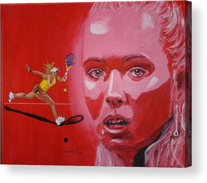 Tennis Acrylic Print featuring the painting Caroline Wozniacki by Quwatha Valentine