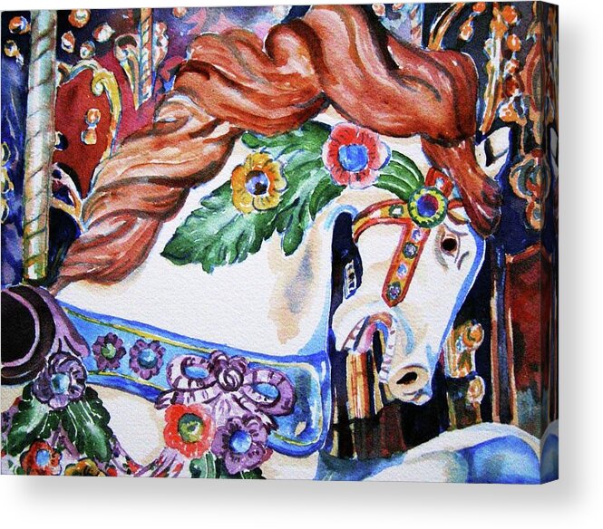 Carousel Acrylic Print featuring the painting Carousel Horse by Mary Haley-Rocks