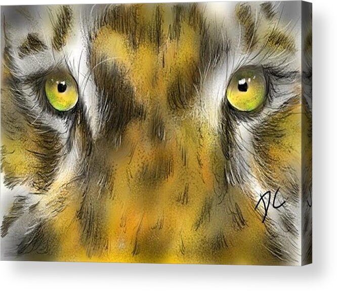 Cat Acrylic Print featuring the digital art Cat eyes by Darren Cannell