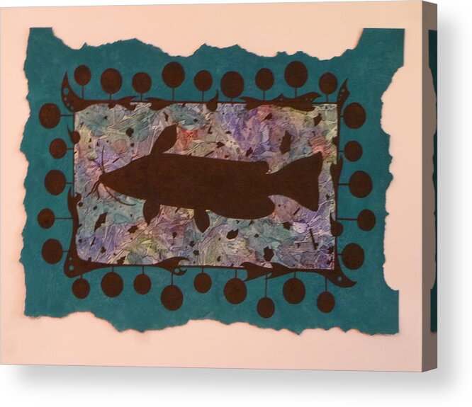 Blue Acrylic Print featuring the painting Catfish Silhouette by Christopher Schranck
