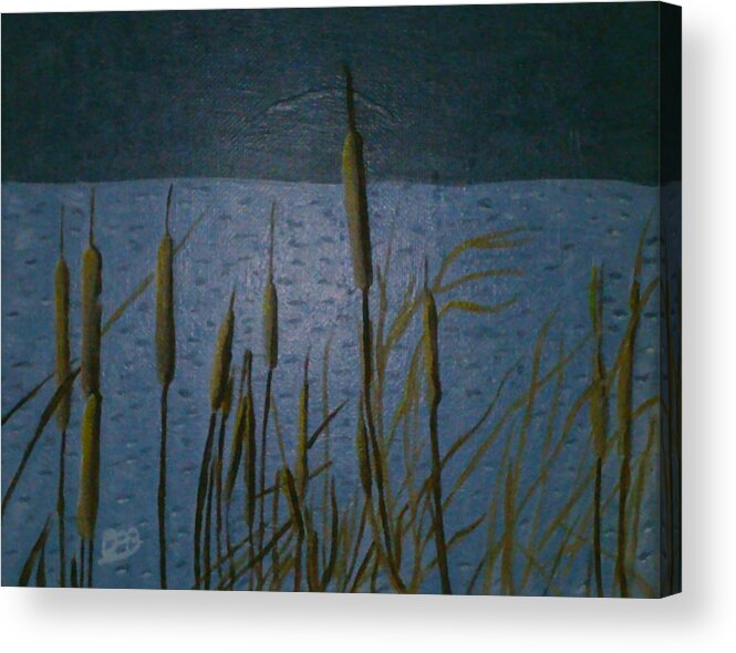 Cattails Acrylic Print featuring the painting Cattails at cootes paradise by David Bigelow