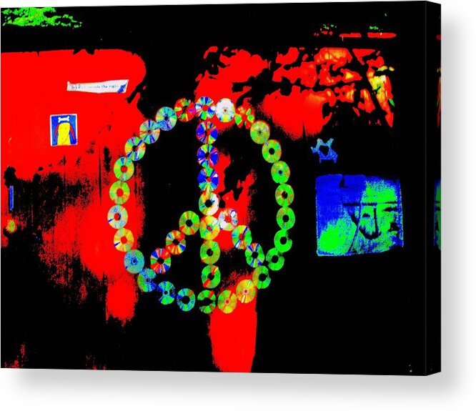 Peace Cd Acrylic Print featuring the digital art Cd Peace Cycle by Connie Valasco