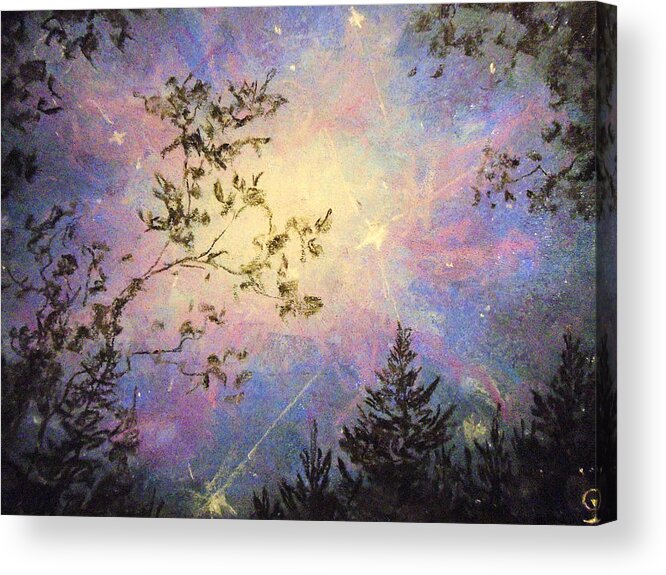 Forest Sky Acrylic Print featuring the painting Celestial Escape by Jen Shearer