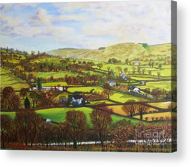 Cellan Lampeter Countryside View Painting Acrylic Print featuring the painting Cellan Lampeter Countryside View Painting by Edward McNaught-Davis