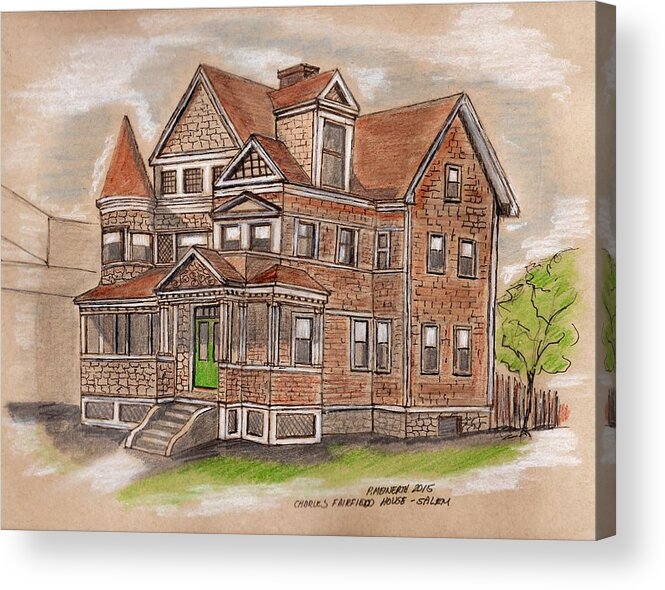 Paul Meinerth Artist Acrylic Print featuring the drawing Charles Fairfield House Salem by Paul Meinerth