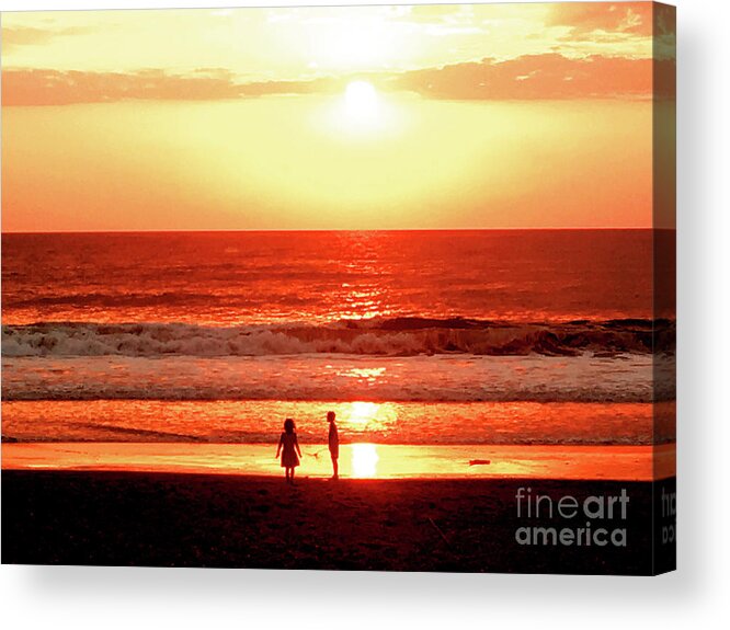 Sunset Acrylic Print featuring the photograph Children by HELGE Art Gallery