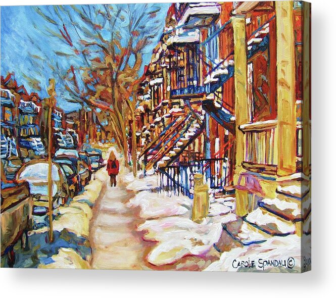 Montreal Acrylic Print featuring the painting Cityscene In Winter by Carole Spandau