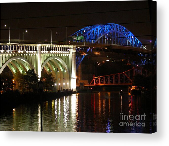 Cleveland Acrylic Print featuring the photograph Cleveland Bridge Series 7 by Donna Stewart