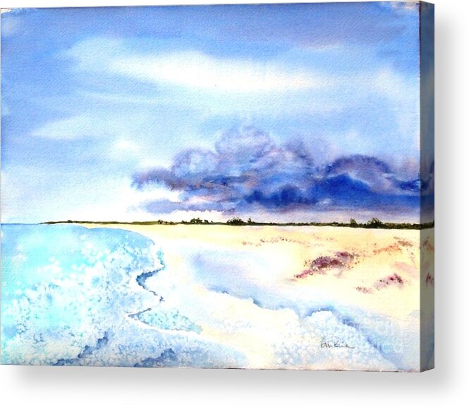 Beach Acrylic Print featuring the painting Clouds Gathering over Anegada by Diane Kirk