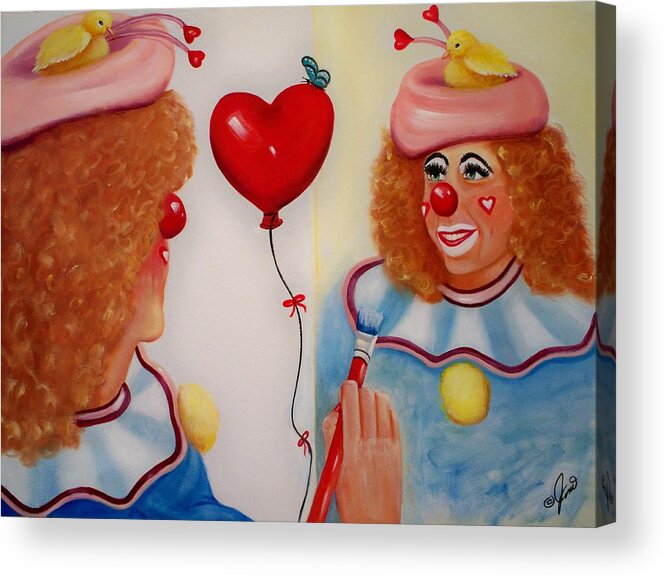 Portrait Acrylic Print featuring the painting Clown Painting by Joni McPherson