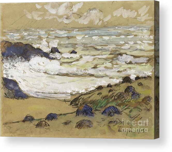 Maxime Maufra (nantes 1861 - Ponc-sur-loire 1918) Acrylic Print featuring the painting Coastal Landscape in Brittany by MotionAge Designs