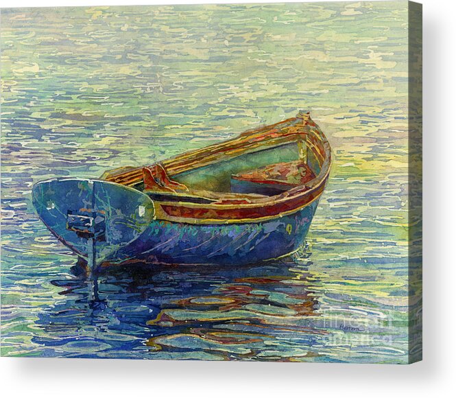 Rowboat Acrylic Print featuring the painting Coastal Lullaby by Hailey E Herrera