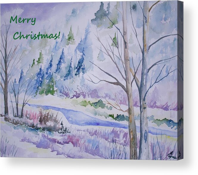 Merry Christmas Acrylic Print featuring the painting Colorado Clear Creek Christmas by Cascade Colors