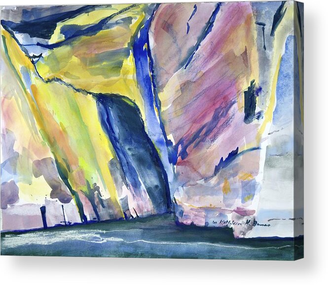  Acrylic Print featuring the painting Colorful Cliffs and Cave by Kathleen Barnes