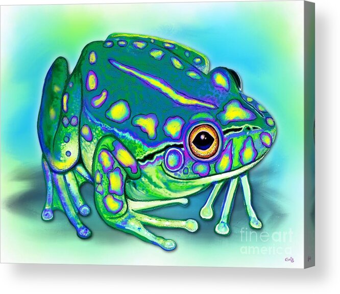 Frog Acrylic Print featuring the painting Colorful Froggy by Nick Gustafson