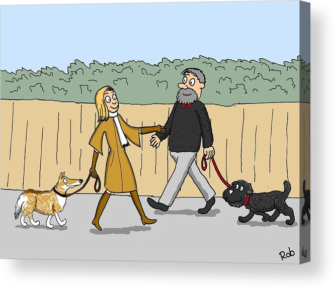 Dog Walking Acrylic Print featuring the digital art Colour Co-ordination by Robert Middleton