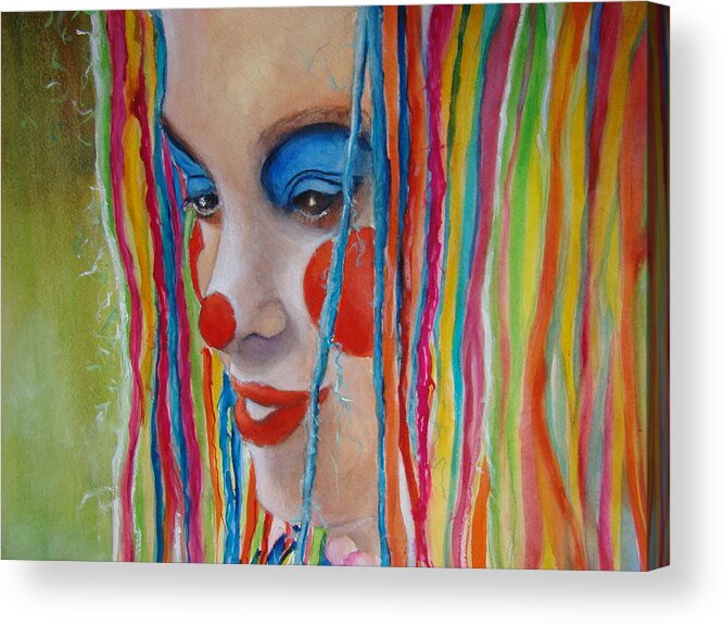 Clowns Acrylic Print featuring the painting Complementary by Myra Evans