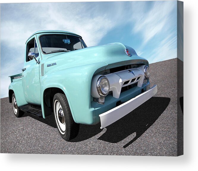 Ford F100 Acrylic Print featuring the photograph Cool as Ice - 1954 Ford F-100 Glacier Blue by Gill Billington