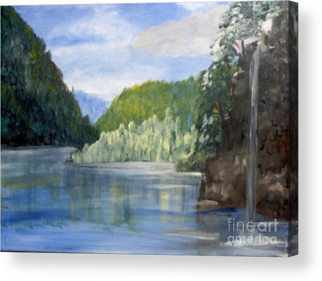 Landscape Acrylic Print featuring the painting Cool Water by Saundra Johnson