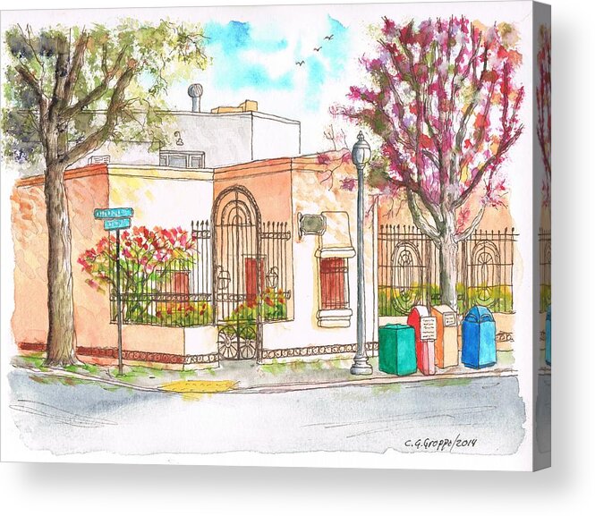 Nature Acrylic Print featuring the painting Corner with bougainvillas in San Luis Obispo, California by Carlos G Groppa